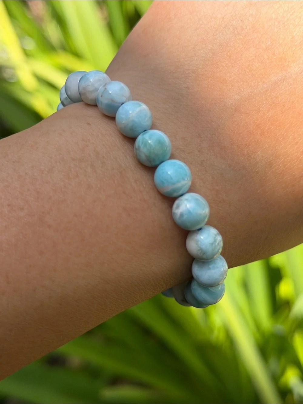 8.5mm stretchable larimar bracelet 2056